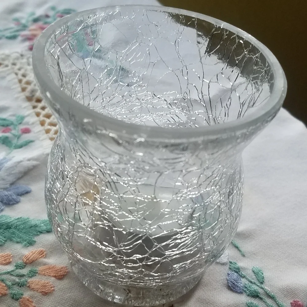 Handpainted Crackle Vase w/votives